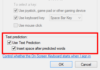 Tick the checkbox next to Use text prediction